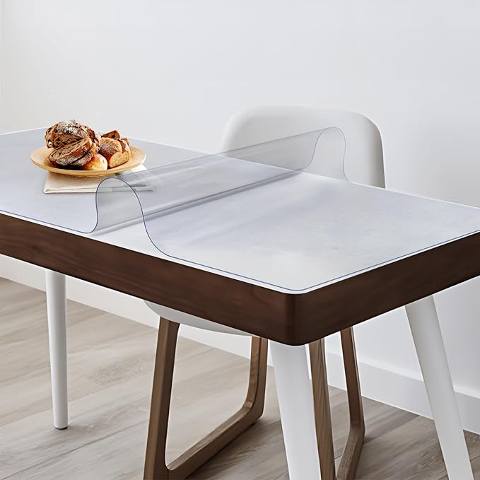 Vicwe Frosted Table Cover Protector 42 x 78 Inch, 1.5mm Thick Plastic Table Cover Rectangle,PVC Frosted Table Protector for Night Stand, Writing Desk，Dining Room Table