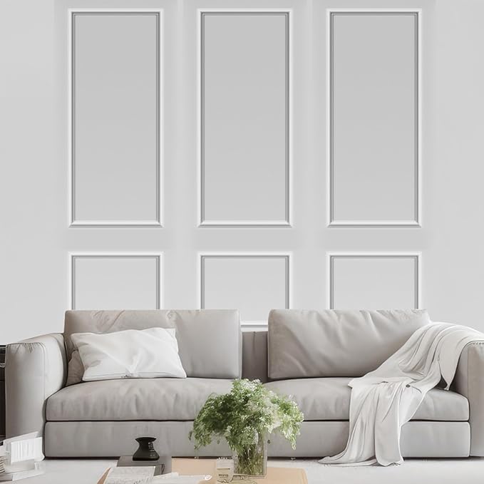 Pangda 3 Set Peel and Stick Wall Molding Kit, 3D Premade Accent Molding Wainscoting Panel for Interior Wall Moulding Decor, Ready to Assemble Wainscoting Accent Panel (24 x 54in)