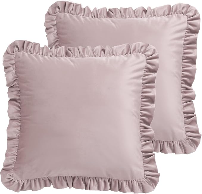 bilin gaier Vintage Pink Velvet Throw Pillow Covers 18x18,Set of 2,Spring Home Decor Pillow Covers with Zipper for Indoor & Outdoor Use,Square Decorative Pillow Cases for Couch,Bed,Living Room