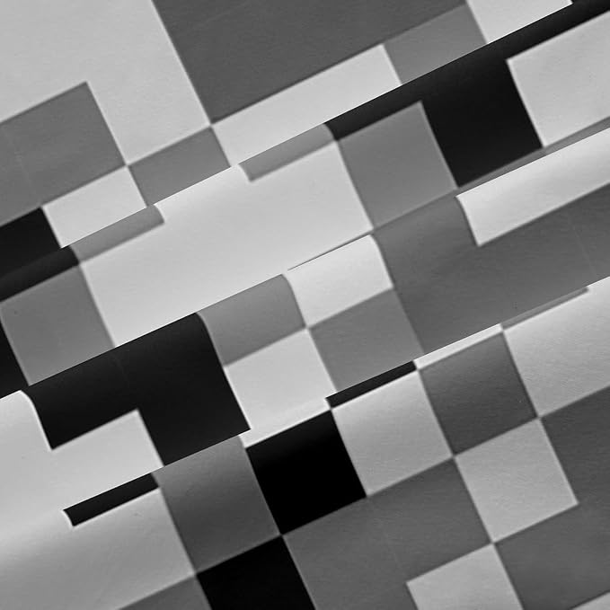 Castle Fairy Grey Black Camo Window Curtain,Geometric Pixelated Themed Bedroom Decor Curtains,Boys Teens Modern Camouflage Window Treatment Video Games Blackout Drapes 2 Panels,52Wx96L