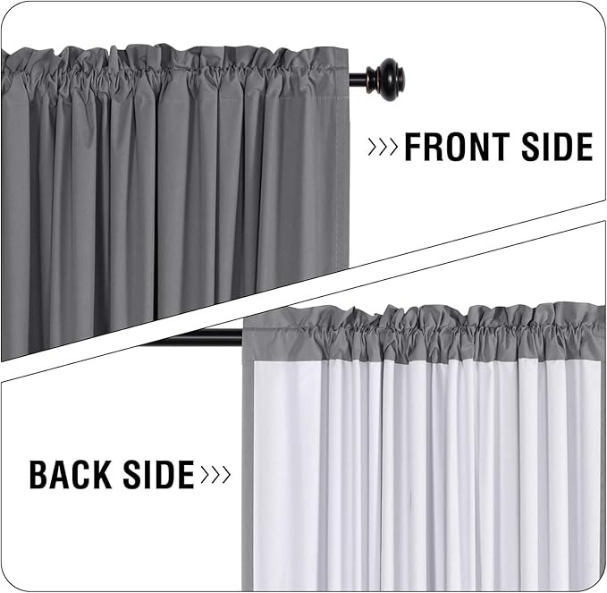 H.VERSAILTEX Blackout Curtains 63 Inch Length 2 Panels Set Room Darkening Rod Pocket Curtains for Bedroom Thermal Insulated Light Blocking Drapes with White Liner for Living Room, 52Wx63L, Grey