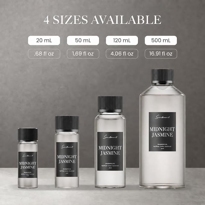 Scentiment Midnight Jasmine Diffuser Oil - Premium Hotel Scent with Notes of Jasmine, Vanilla Crème & Pear Nectar Home Scent, Hotel Fragrance Oil Diffuser Refill - 16.91 fl oz (500 mL)