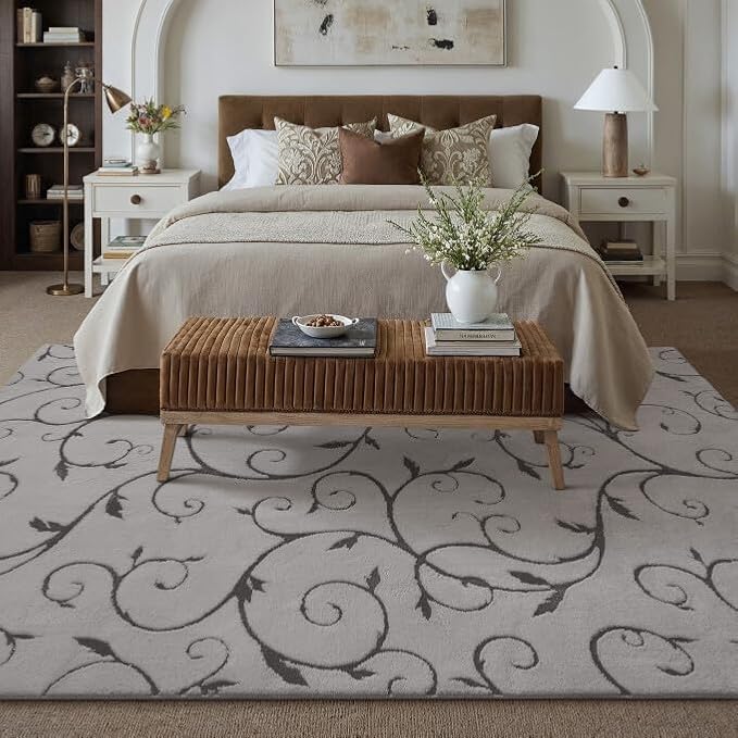 PureCozy Gray Washable Area Rug 6x9 Soft Shag Rugs for Living Room Modern Boho High Pile Non-Shedding Throw Rugs Non Slip Indoor Office Carpet for Playroom Bedroom Home Aesthetic Decor