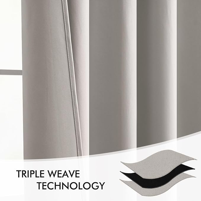 MIULEE Cobblestone Back Tab Blackout Curtains 90 Inches Long 2 Panels Set for Living Room Bedroom Privacy, Rod Pocket/Pinch Pleat Thermal Insulated Room Darkening Pleated Light Blocking Drapes