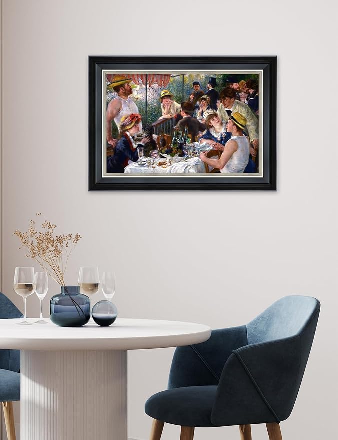 DECORARTS - Luncheon of the Boating Party by Pierre-Auguste Renoir. Giclee Prints on Canvas. Enhance Your Home and Office Decor with this Exquisite Framed Wall Art, Ready to Hang. 21.25x15.25