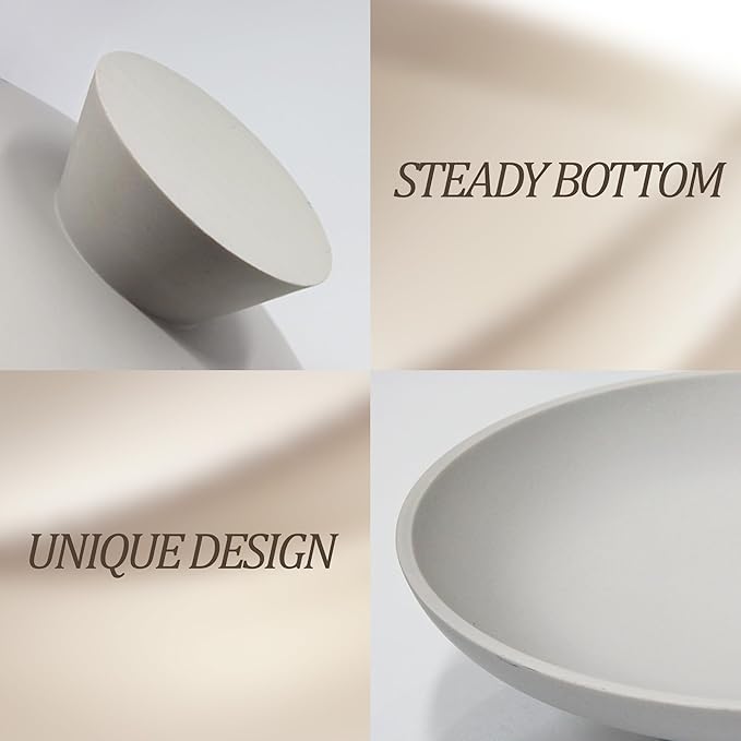 YMXYJM Modern Resin Pedestal Decorative Bowl, Large Fruit Bowl for Kitchen Counter, Stylish Key Bowl for Entryway Table, Grey