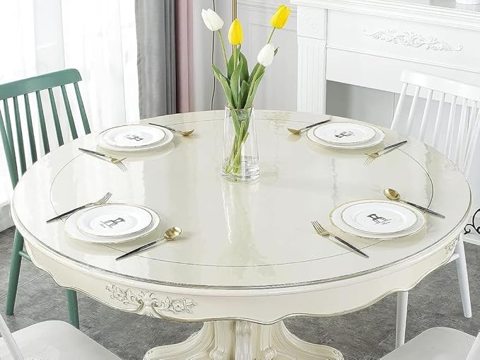 Deep Dream 2.0mm Thick 40 Inches Clear Round Table Protector, Round Table Cover, Tablecloth Protector, Table Protector for Dining Room Table & Office
