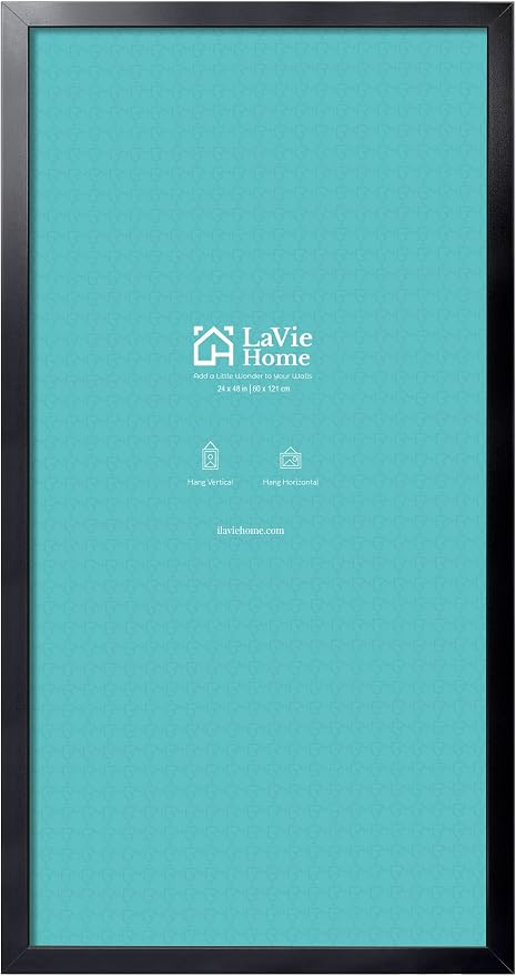 LaVie Home 24 x 48 Picture Frame, Large Poster Frame with High Definition Plexiglass, Horizontal or Vertical Wall Gallery Poster Frames Suitable for Photos, Artworks, Posters,Puzzle, Black 1pc