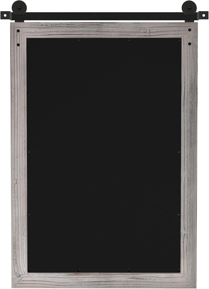 COGOOD Farmhouse Barn Door Mirror - 25 x 38 Rustic Bathroom Mirror for Living Room, Entryway, Vanity Wall Decor (Grey)