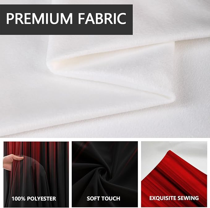 AAtter Red and Black Window Curtains, Ombre Wide 52" W x 63" L, 2 Panels | Burgundy Gothic Rod Pocket Drapes, Dark Abstract Style, Modern Anime Design, Spooky Living Dining Room Decor for Men