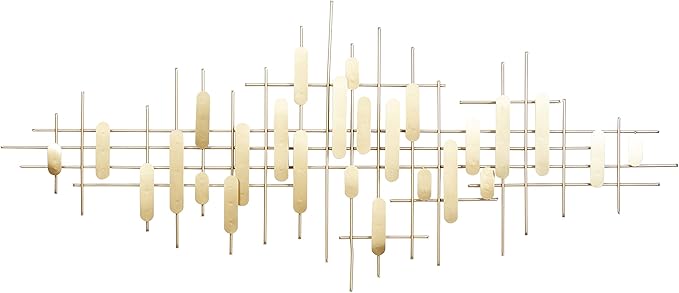 CosmoLiving by Cosmopolitan Metal Geometric Home Wall Decor Geometric Layered Wall Sculpture, Wall Art 58" x 2" x 25", Gold