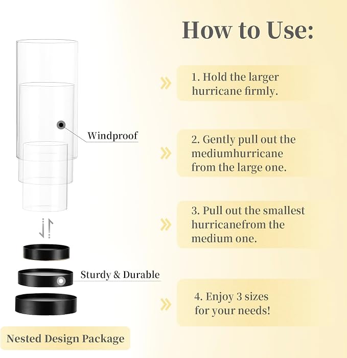 Hewory Hurricane Candle Holder for Pillar Candles: Black Votive Candle Holders Set of 12, Glass Hurricane with Metal Candle Plate, Pillar Candle Holder for Table Centerpiece Wedding Holiday Home Decor
