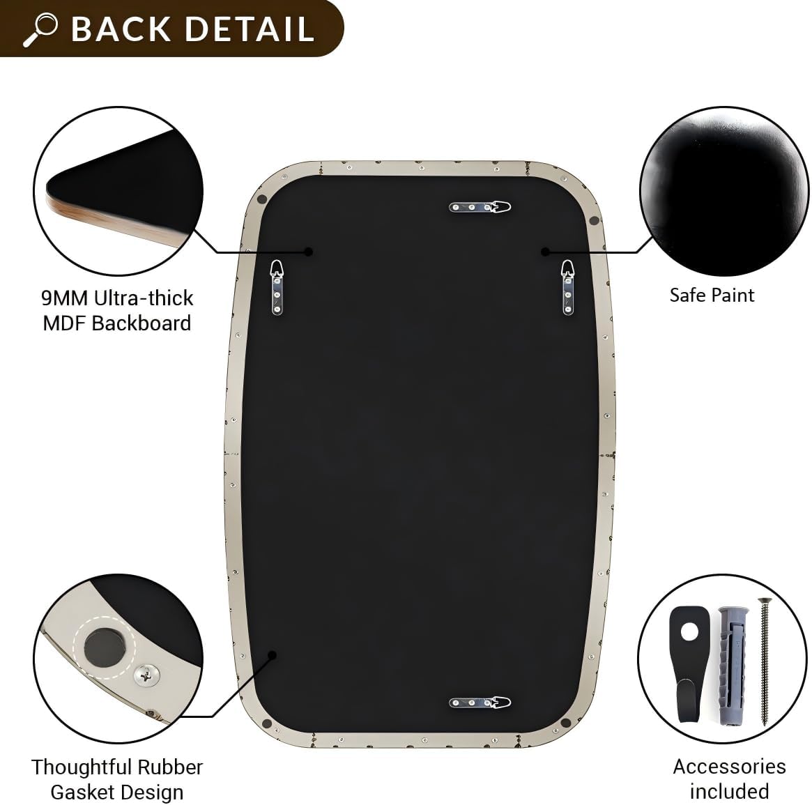 ANDY STAR Brushed Nickel Bathroom Mirror, 20x30’’ Oval Mirror for Bathroom, Brushed Nickel Oblong Mirror with Metal Frame Wall Mounted for Living Room, Bedroom