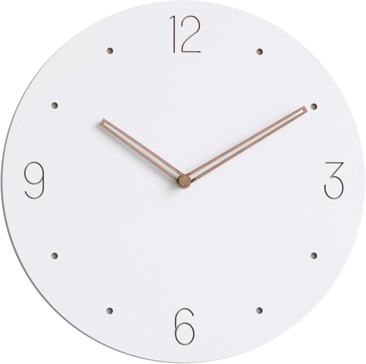 Stephanie Imports Modern Minimalist Wood on White Silent Wall Clock
