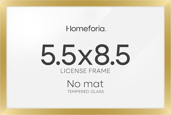 Homeforia 5.5 x 8.5 Business License Frame Gold, High End Metal 5.5x8.5 Certificate Frame, 8.5x5.5 inch Document Frame for Wall or Tabletop, Standing Picture Frames, Tempered Glass, Wall Kit, Set of 3