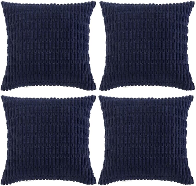 Fancy Homi 4 Packs Decorative Throw Pillow Covers for Living Room Couch Bed, Modern Farmhouse Boho Home Décor Accent Cushion Case, 20" x 20", Navy Blue