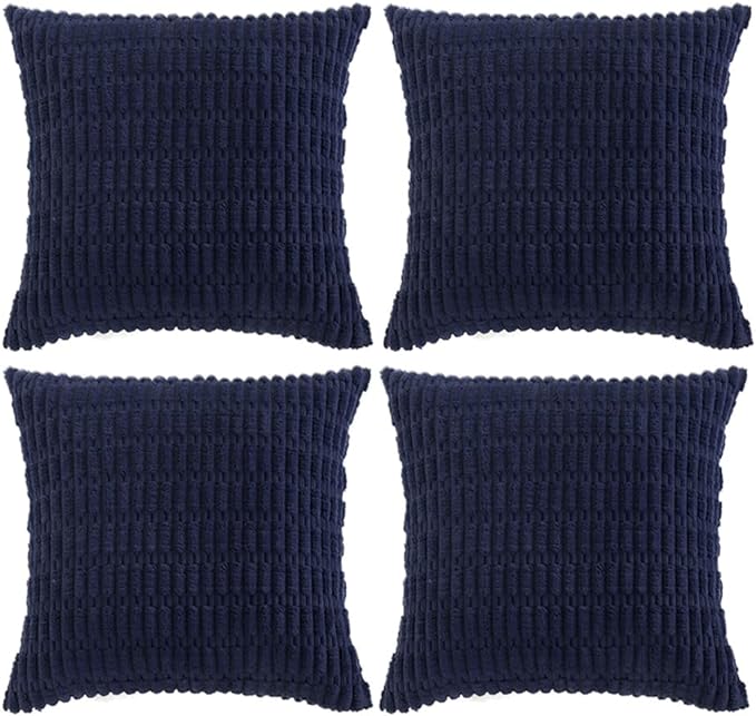 Fancy Homi 4 Packs Decorative Throw Pillow Covers for Living Room Couch Bed, Modern Farmhouse Boho Home Décor Accent Cushion Case, 24" x 24", Navy Blue