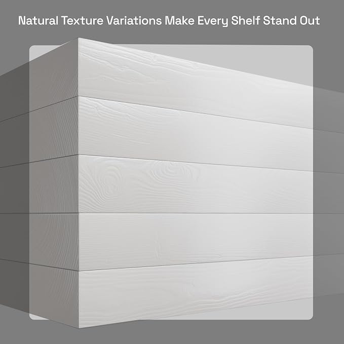 Solid Wood Floating Shelves for Wall 30 Inches Long, White Wooden Shelf | Real Wood, 30 Inch, Bathroom Shelf Large, Heavy Duty, Wall Mounted, Kitchen Bedroom Thick, White Finish, 30W × 6.7D, Set of 2