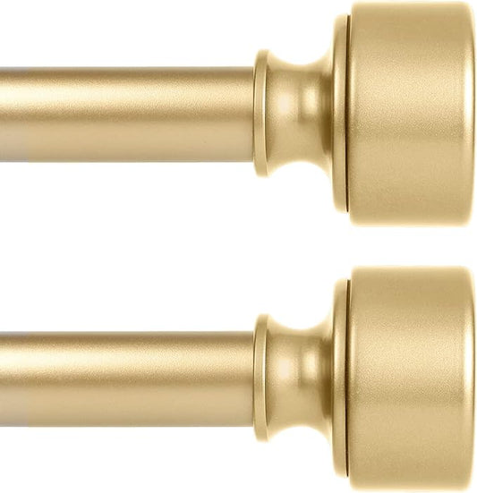 2 Pack Gold Curtain Rods for Windows 48 to 84 Inch(4-7ft), 1 Inch Diameter Heavy Duty Curtain Rod, Adjustable Decorative Drapery Poles 36-88", Brass Gold
