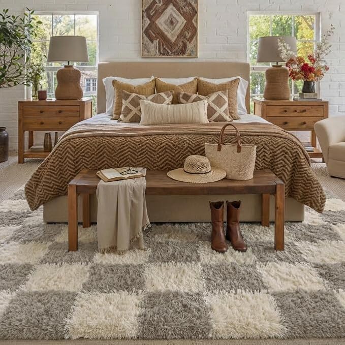 PureCozy Modern Rug 5x8 for Living Room, Grey Shag Rug Washable Non-Slip Large Area Rug Super Soft Indoor Fuzzy Carpet Fluffy Rugs for Bedroom Home Aesthetic Decor