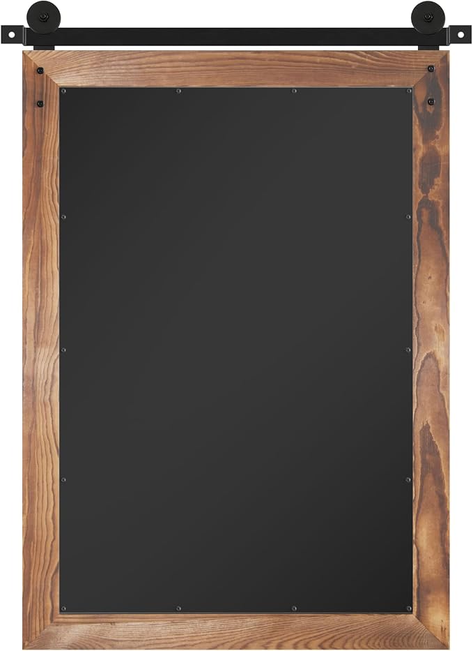 COGOOD Bathroom Mirrors for Over Sink - 26" X 17" Farmhouse Barn Door Wall Mirror for Bathroom, Living Room, Entryway Wall Decorative Brown