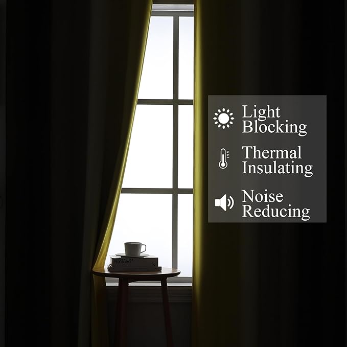 Estelar Textiler Brown and Yellow Blackout Curtains 45 Inch Length, Full Light Blocking Gradient Drapes for Bedroom, Thermal Insulated Grommet Ombre Curtains for Bathroom, 52Wx45L, 2 Panels