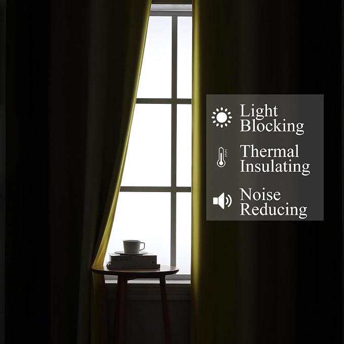 Estelar Textiler Brown and Yellow Gradient Blackout Curtains for Bedroom, Thermal Insulated Ombre Blackout Drapes, Full Light Blocking Energy Saving Curtains for Living Room, 52Wx96L, 2 Panels