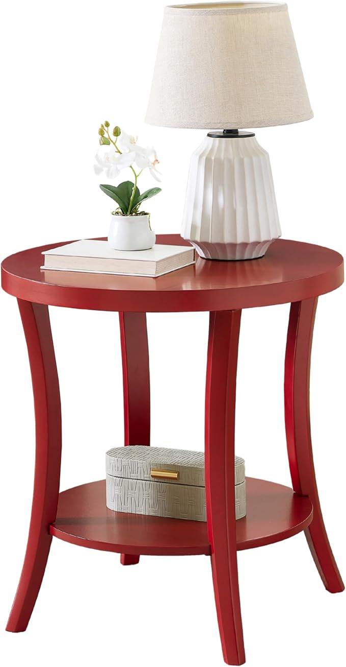Roundhill Furniture Perth Contemporary Round End Table with Shelf