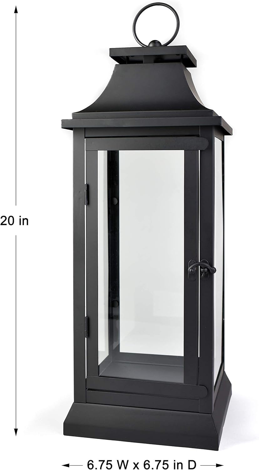 Serene Spaces Living Black Hurricane Lanterns with Clear Glass Panels, Perfect for Home Decor, Parties & Events, Table Top Or Hanging Lantern for Indoor & Outdoor, KIT - Small, Medium & Large