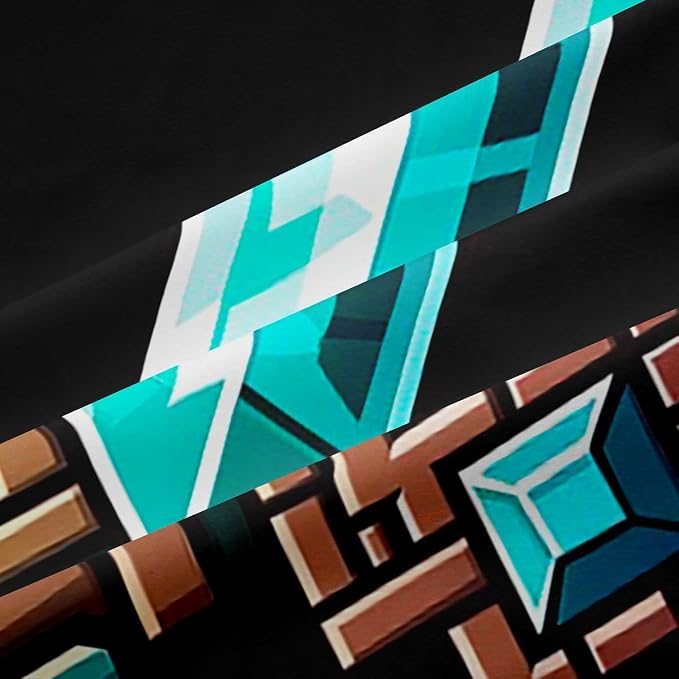 Castle Fairy Blue Sword Window Curtain,Pixelated Check Sword Bedroom Decor Curtains,Sandbox Block Gaming Window Treatment Kids Teens Modern Black Games Theme Blackout Drapes 2 Panels,38Wx54L