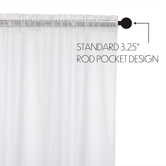 VHC Brands Farmhouse 16"x90" Valance White Rod Pocket Kitchen Window Curtains
