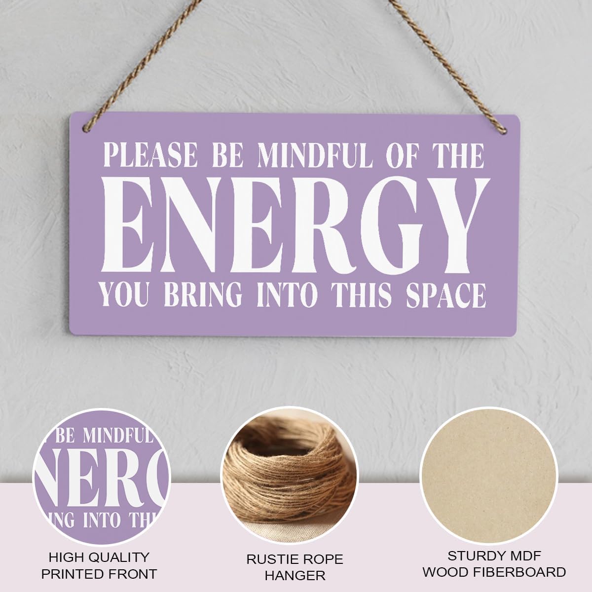 Purple Decor Spiritual Meditation Room Decor Inspirational Spa Decoration Positive Affirmations Wall Wood Plaque Sign Hanging Door Sign Home Office Yoga Room Decoration