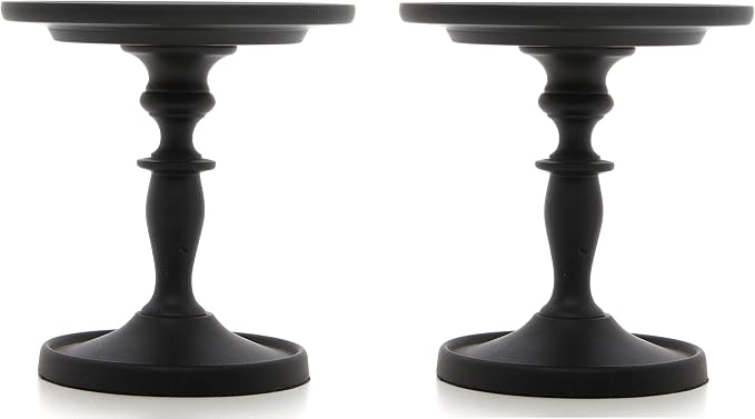 Hosley Set of 2 Black Pillar Holder 4.75 Inch High. Ideal Gift for Wedding Party Special Occasion or as a Candle Holder. W1