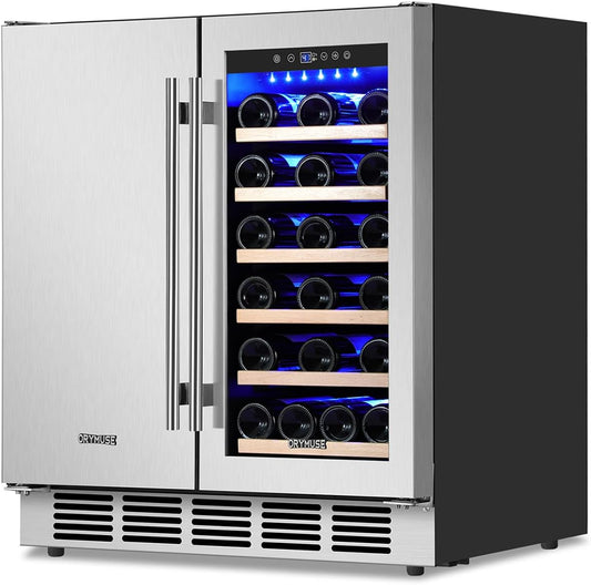 30" Stainless Steel Wine & Beverage Refrigerator - Dual Zone, Built-in/Freestanding with Upgraded Cooling - 30 Bottles & 110 Cans Capacity
