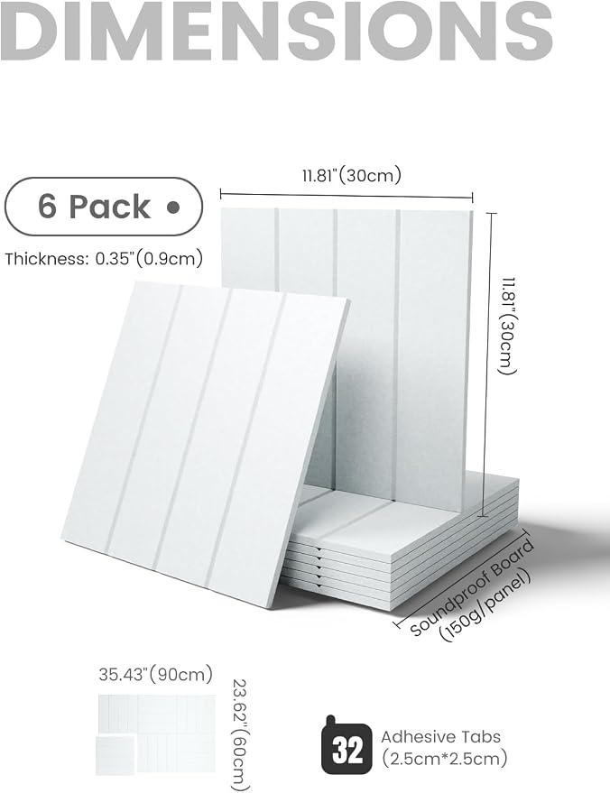 Fluxynara Large Felt Bulletin Board 36"x24" Cork Board Alternative - 6 Pack with 32 Safe Removable Adhesive Tabs, Cork Boards for Walls Cork Board for Home Office Classroom Pin Board-Cold White