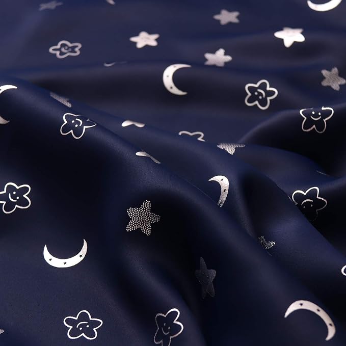 BGment Kids Curtains for Bedroom 84 Inch Length 2 Panels Set, Star and Moon Blackout Curtains for Boys Room Decor, Nursery Thermal Insulated Room Darkening Curtains with Grommet, 42 Wide, Navy Blue