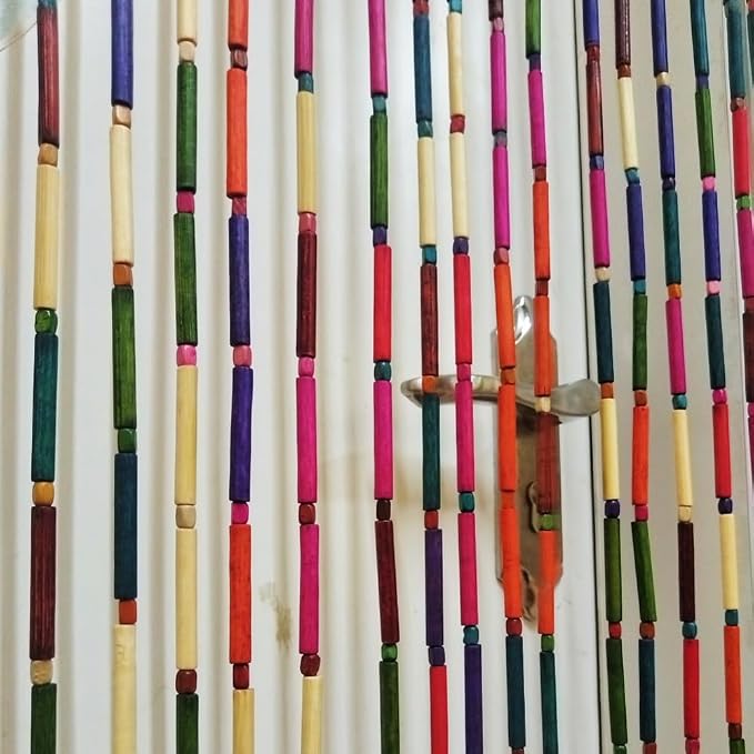 ave split Rainbow Colorful Hippie Wood Door Beaded Curtain Boho-Bohemian Wooden Doorway Beads Curtains Made of Wood&Bamboo-for Window,Door 056-ZJ (Colorful)