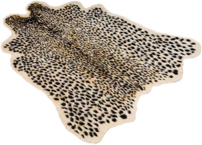 Leopard Print Area Rug Faux Cowhide Skin Fur Non-Slip Cheetah Rug Small Accent Distressed Animal Print Hide Mat Floor Carpet for Door Mat Entryway Bedrooms Laundry Room Decor 3.3x2.95Ft, Leopard