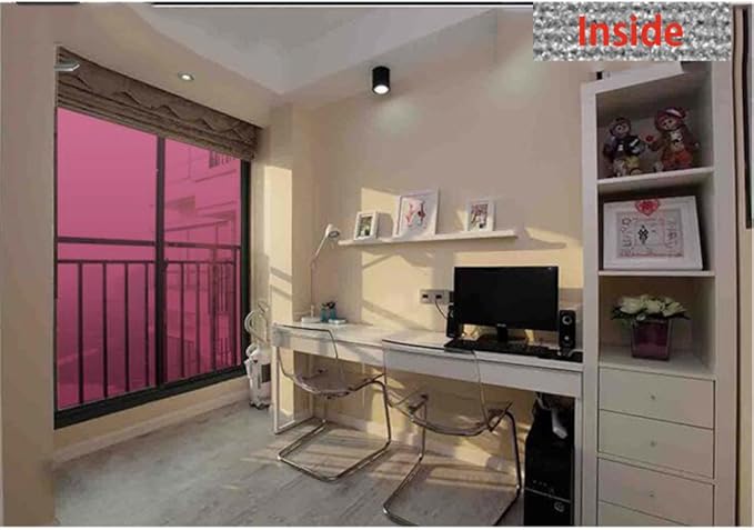 HOHOFILM 60" x33ft Roll Red Silver Window Film One Way Mirror Reflective Glass Tint Sun Blocking Heat Reduction Decorative Home Building Self-Adhesive