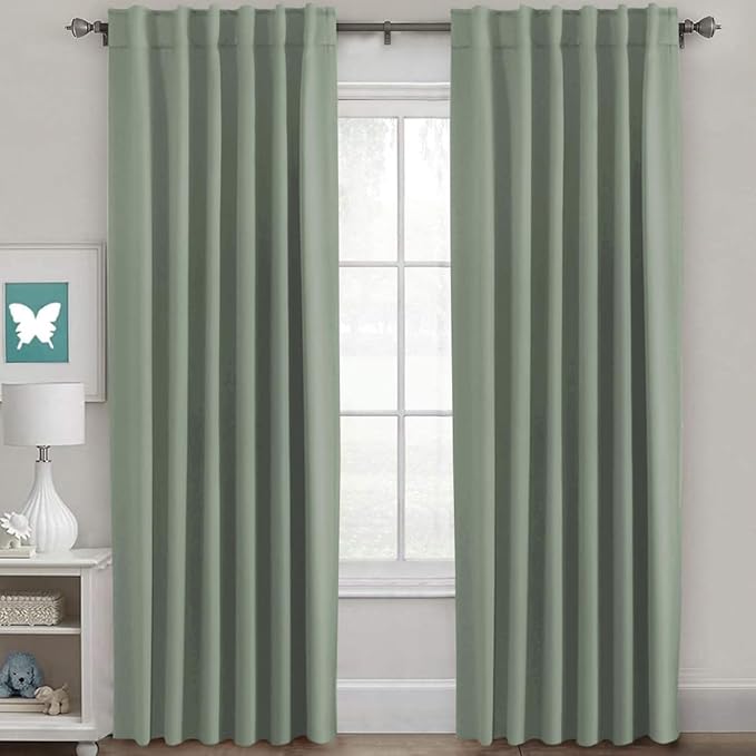 H.VERSAILTEX Blackout Curtains Thermal Insulated Window Treatment Panels Room Darkening Blackout Drapes for Living Room Back Tab/Rod Pocket Bedroom Draperies (2 Panels, Cyan, 52 x 84 Inch)
