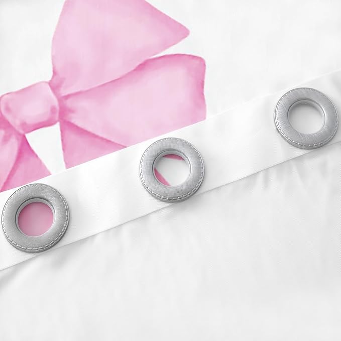 Erosebridal Pink Bows Window Treatments 52" Wx84 L,Kids Girls Kawaii Bow Window Curtain Cute Girly Bowknot Curtain Watercolor Bow 30%-50% Blackout Curtains for Bedroom