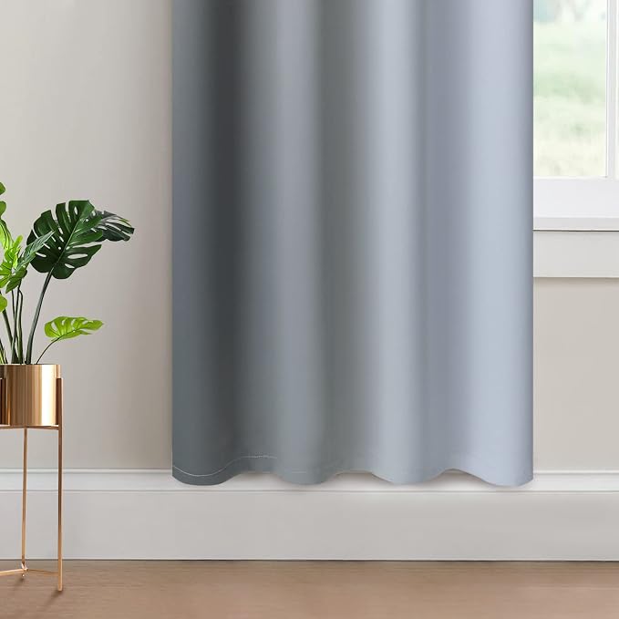 Yakamok Gray and Greyish White Thermal Insulated Grommet Light Blocking Window Drapes,Room Darkening Gradient Color Ombre Curtains for Bedroom (52W x 72L / 2 Panels, One Pair) | Room Darkening Curtains 72,Thermal Insulated Gradient Color Drape,Light Bl...