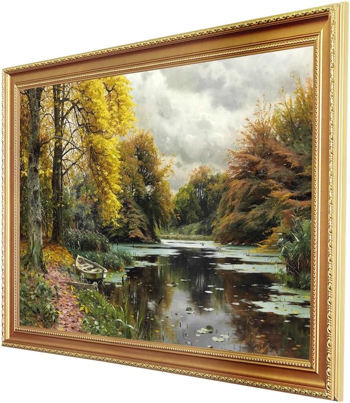 DECORARTS - River Landscape 1903, Peder Mork Monsted Classic Art Reproductions. Giclee Prints& Museum Quality Framed Art for Wall Decor. Total Framed Size: 34.75 x 24.75in. Made in USA