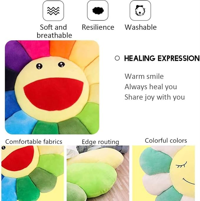 TEFU Flower Plush Pillow, Sunflower Soft Comfortable,Blue,16.5in/42cm | Colorful Sunflower Plush Pillow—Perfect for Home, Bedroom, Stores, Restaurants, Decor, Seating