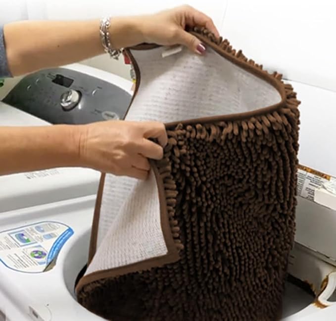 Muddy Mat® | Super Water Absorbent Door Mat Indoor, Microfiber Quick Dry Chenille Entryway Rug, Slip Resistant Front Door Mat, Indoor Mats for Entryway, Machine Washable Pet Rug, Brown XXL 60"X48"