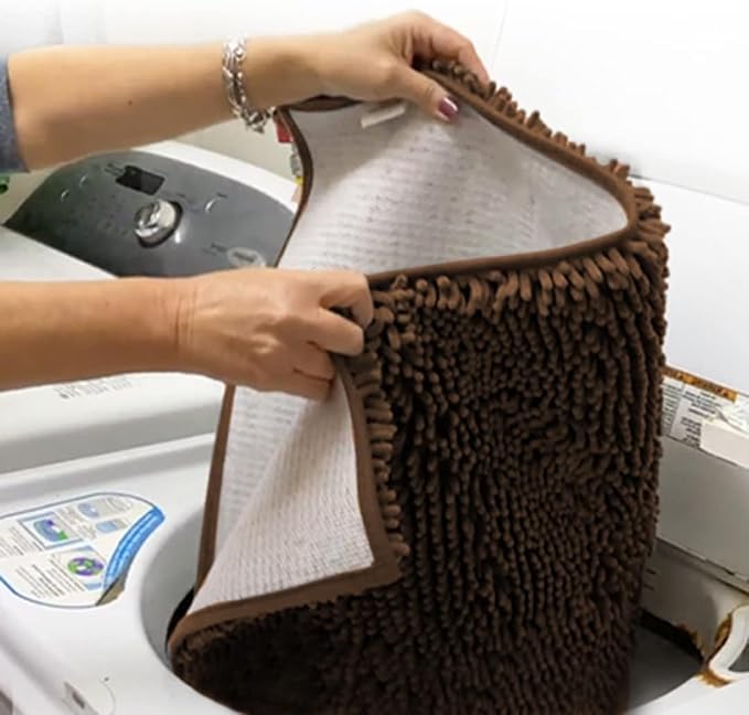 Muddy Mat® | Super Water Absorbent Door Mat Indoor, Microfiber Quick Dry Chenille Entryway Rug, Slip Resistant Front Door Mat, Indoor Mats for Entryway, Machine Washable Pet Rug, Brown XXXL 72"X48"