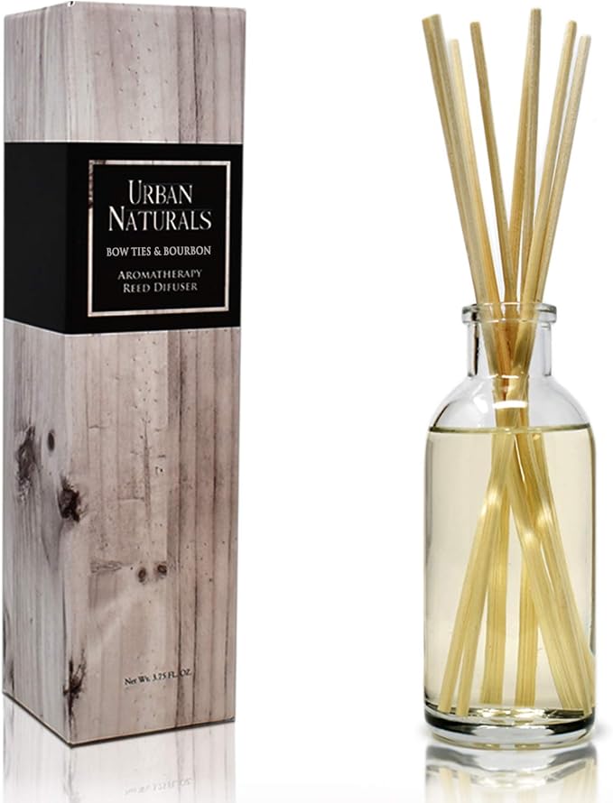 Urban Naturals Reed Diffuser Set, Bowties & Bourbon - Bathroom Shelf Décor | Dark Oak, Bergamot & Bourbon, Made in the USA