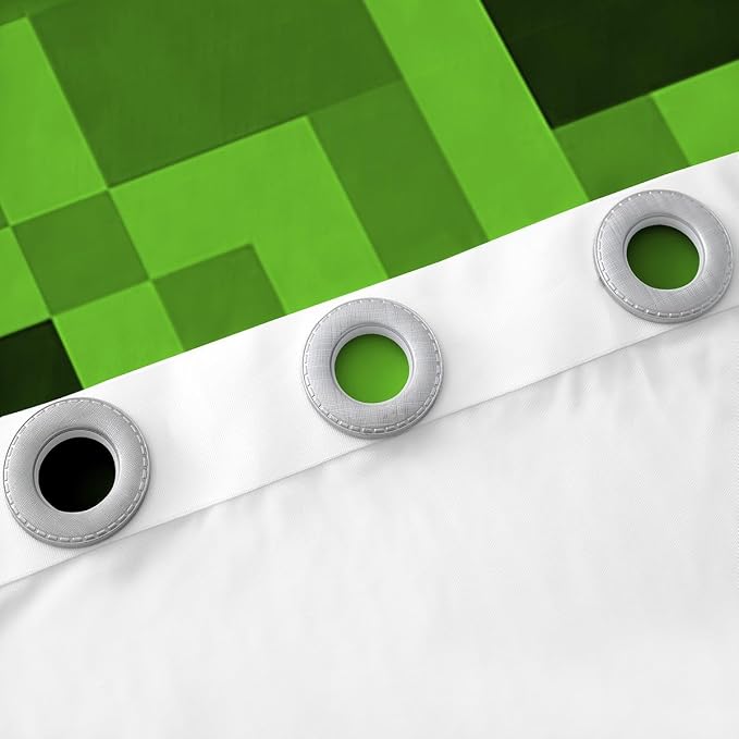 Castle Fairy Green Pixelated Miner Curtains for Kids Boys Bedoroom Decor,Video Games Window Curtain,Cartoon Gamepad Window Treatment Curtain Modern Geometric Check Window Drapes,2 Panels,42Wx63L