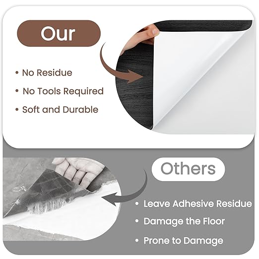 Peel and Stick Floor Tile-Wood Vinyl Flooring Roll Waterproof for Kitchen and Bathroom-15.8" x 118.1" Self Adhesive Laminate Flooring Stickers Cover 12.9 sq.ft