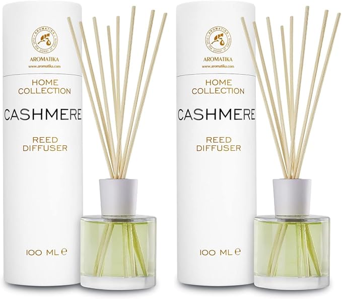Reed Diffuser Cashmere 3.4 Fl Oz - Room Diffuser - Scented Diffusers with Bamboo Sticks - Home Fragrance - Air Freshener - Warm Scent - Fragrance for Living Room (Pack of 2)